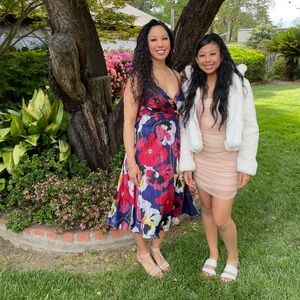 Lulu's All About Love Royal Blue Floral Print Midi dress sz S